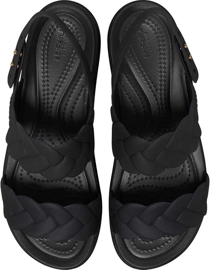 Amazon.com | Crocs Women's Brooklyn Woven Low Wedge Sandals Black